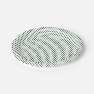 Simple Thin Green Pinstripe Paper Plate