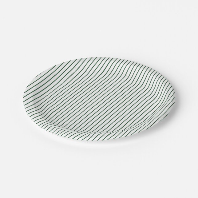 Simple Thin Green Pinstripe Paper Plate (Angled)
