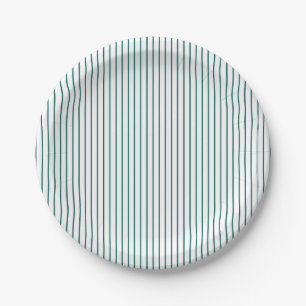 Simple Thin Teal Pinstripe Paper Plate