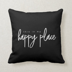 Simple This is my Happy Place Modern Typography Cushion