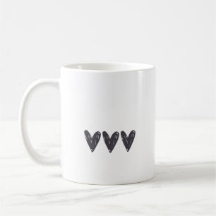 Simple Three Black Heart Coffee Mug