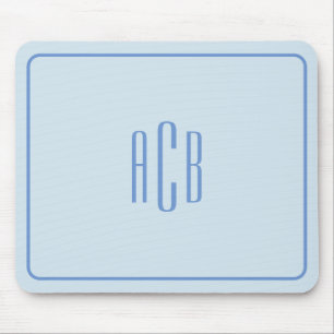 Simple Three Letter Blue Monogram Border Mouse Mat