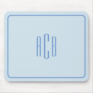 Simple Three Letter Blue Monogram Border Mouse Mat