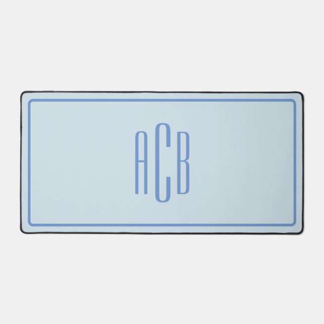Simple Three Letter Blue Monogram Desk Mat (Front)