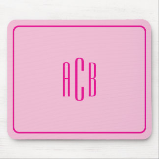 Simple Three Letter Hot Pink Monogram Border Mouse Mat