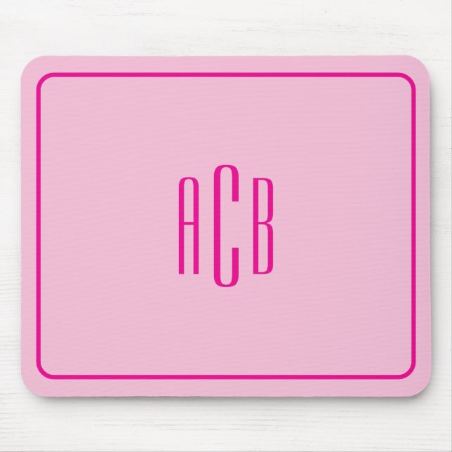 Simple Three Letter Hot Pink Monogram Border Mouse Mat (Front)