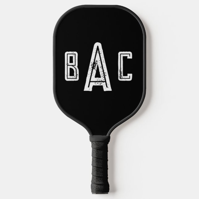 Simple Three Letter Modern Monogram Pickleball Paddle (Front)
