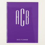 Simple Three Letter Monogram Royal Purple Planner<br><div class="desc">A royal purple and white simple three letter monogram design for her planner.
You can change both the font and background if you'd prefer cool bright colours.
Create your own monogrammed gift for their home office.</div>