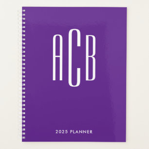 Simple Three Letter Monogram Royal Purple Planner