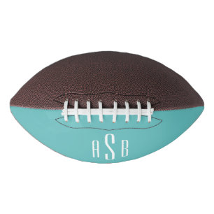 Simple Three Letter Turquoise White Ombre Monogram American Football