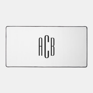 Simple Three Letter White and Black Monogram Desk Mat