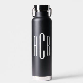 Simple Three Letter White Monogram Water Bottle