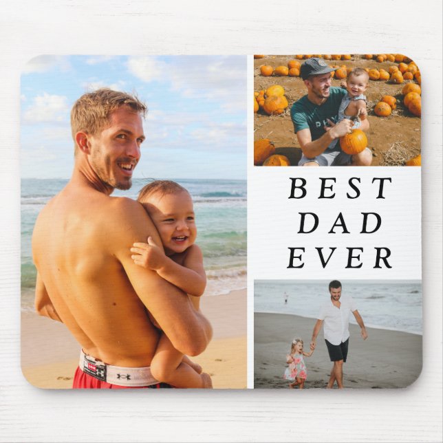 Simple Three Photo Best Dad Ever Mouse Mat (Front)