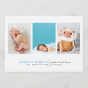 Simple Three Photo Birth Announcement