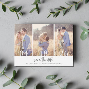 Simple Three Photo Wedding Save the Date