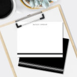 Simple Three Stripes Black & Grey Men's Stationery Card<br><div class="desc">This design features 3 stripes at the bottom of the card and space for a name. Click the customise button if you would like to move/scale the images and further modify the text! Variations of this design, additional colours, as well as coordinating products are available in our shop, zazzle.com/store/doodlelulu. Contact...</div>