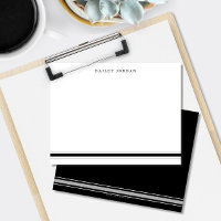 Simple Three Stripes Black & Grey Men's Stationery
