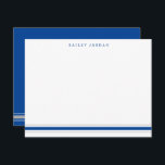 Simple Three Stripes Blue Grey Men's Stationery Card<br><div class="desc">This design features 3 stripes at the bottom of the card and space for a name. Click the customise button if you would like to move/scale the images and further modify the text! Variations of this design, additional colours, as well as coordinating products are available in our shop, zazzle.com/store/doodlelulu. Contact...</div>
