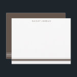 Simple Three Stripes Brown Men's Stationery Card<br><div class="desc">This design features 3 stripes at the bottom of the card and space for a name. Click the customise button if you would like to move/scale the images and further modify the text! Variations of this design, additional colours, as well as coordinating products are available in our shop, zazzle.com/store/doodlelulu. Contact...</div>