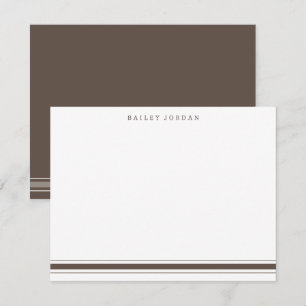 Simple Three Stripes Brown Men's Stationery Card