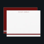 Simple Three Stripes Dard Red Grey Mens Stationery Card<br><div class="desc">This design features 3 stripes at the bottom of the card and space for a name. Click the customise button if you would like to move/scale the images and further modify the text! Variations of this design, additional colours, as well as coordinating products are available in our shop, zazzle.com/store/doodlelulu. Contact...</div>