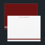 Simple Three Stripes Dard Red Grey Mens Stationery Card<br><div class="desc">This design features 3 stripes at the bottom of the card and space for a name. Click the customise button if you would like to move/scale the images and further modify the text! Variations of this design, additional colours, as well as coordinating products are available in our shop, zazzle.com/store/doodlelulu. Contact...</div>