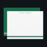 Simple Three Stripes Green Grey Men's Stationery Card<br><div class="desc">This design features 3 stripes at the bottom of the card and space for a name. Click the customise button if you would like to move/scale the images and further modify the text! Variations of this design, additional colours, as well as coordinating products are available in our shop, zazzle.com/store/doodlelulu. Contact...</div>