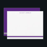 Simple Three Stripes Purple Grey Men's Stationery Card<br><div class="desc">This design features 3 stripes at the bottom of the card and space for a name. Click the customise button if you would like to move/scale the images and further modify the text! Variations of this design, additional colours, as well as coordinating products are available in our shop, zazzle.com/store/doodlelulu. Contact...</div>