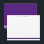 Simple Three Stripes Purple Grey Men's Stationery Card<br><div class="desc">This design features 3 stripes at the bottom of the card and space for a name. Click the customise button if you would like to move/scale the images and further modify the text! Variations of this design, additional colours, as well as coordinating products are available in our shop, zazzle.com/store/doodlelulu. Contact...</div>