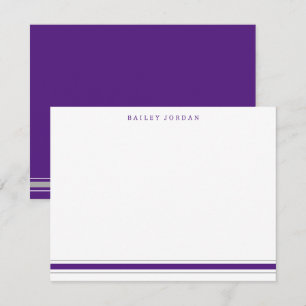 Simple Three Stripes Purple Grey Men's Stationery Card