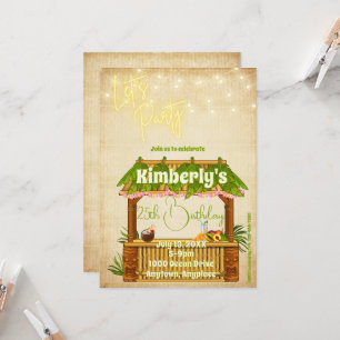 Simple Tiki Bar Birthday Invitation