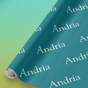 Simple Tiled Monogram   Editable Blue Green Wrapping Paper