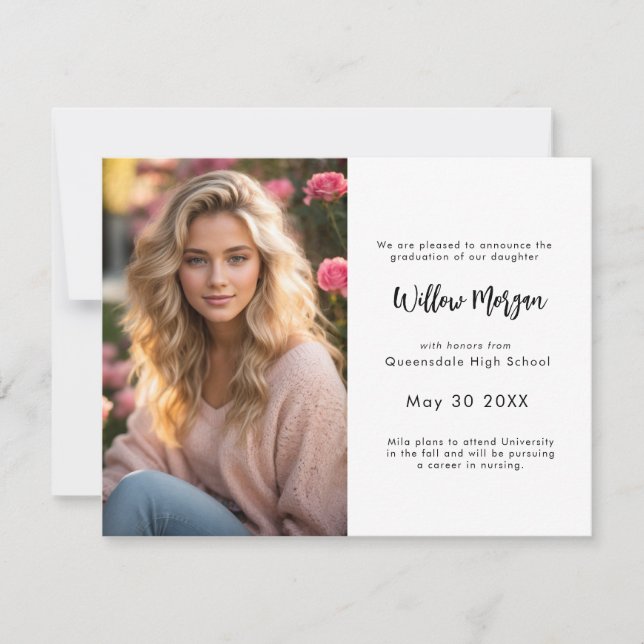 Simple Timeless 2 Photo Graduation Invitation (Front)