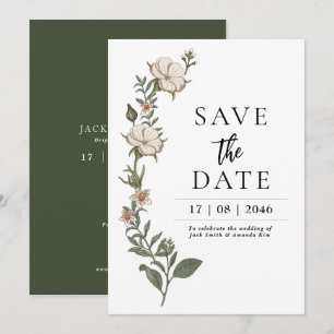 Simple Timeless Flower Wedding save the date cards