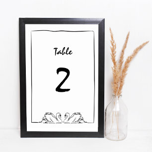 Simple Timeless Handwritten Swan Bridal Shower Table Number