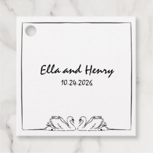 Simple Timeless Handwritten Swan Casual Wedding Favour Tags