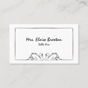 Simple Timeless Handwritten Swan Elegant  Place Card
