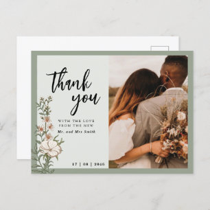 Simple Timeless Photo Wedding Thank you postcard