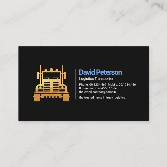 Simple Timeless Retro Gold Truck  Business Card (Front)