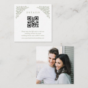 Simple Timeless Sage Green Photo Wedding Details Enclosure Card