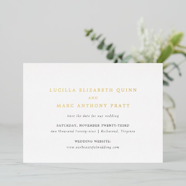 Simple Timeless Wedding Save the Date (Standing Front)