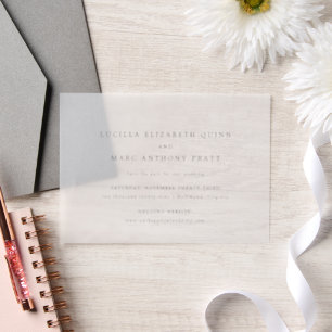 Simple Timeless Wedding Save the Date Vellum Invitations