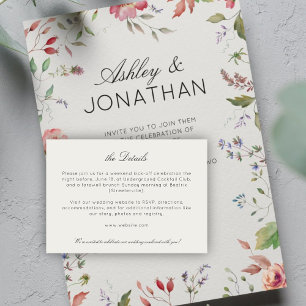 Simple, Timeless Wildflower Alabaster Wedding Enclosure Card