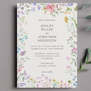 Simple, Timeless Wildflower Alabaster Wedding Invi Invitation