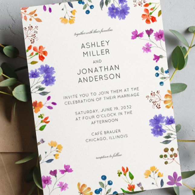 Simple, Timeless Wildflower Alabaster Wedding Invitation (Creator Uploaded)