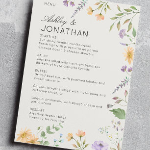 Simple, Timeless Wildflower Alabaster Wedding Menu