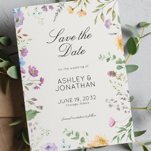 Simple, Timeless Wildflower Alabaster Wedding Save The Date