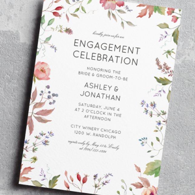 Simple, Timeless Wildflower Engagement Party Invitation (Creator Uploaded)