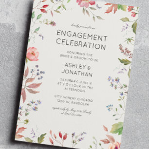 Simple, Timeless Wildflower Engagement Party Invitation