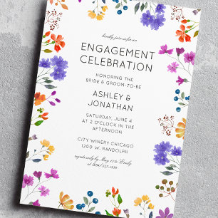 Simple, Timeless Wildflower Engagement Party Invitation